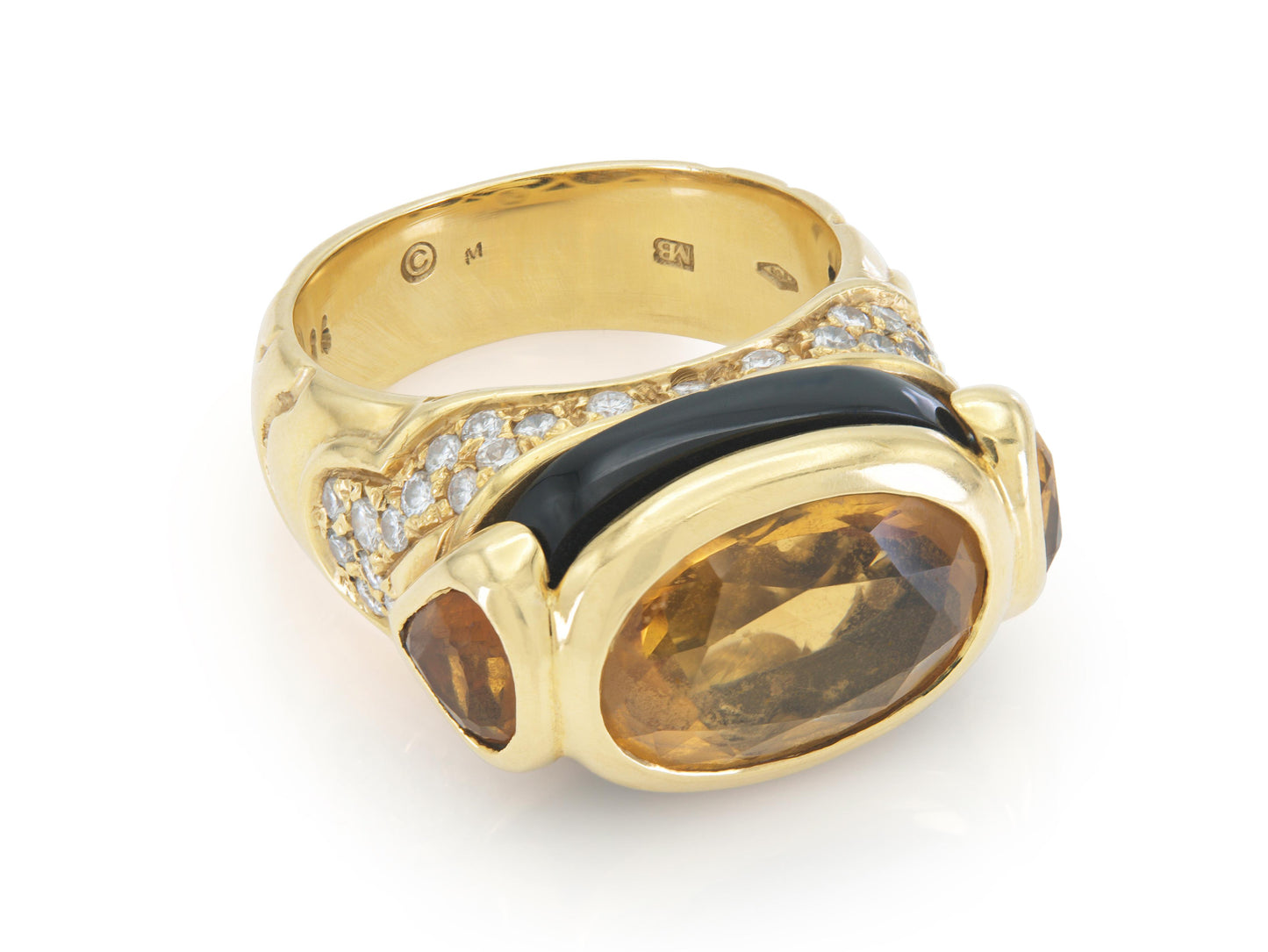 Marina B Citrine, Onyx & Diamond Ring