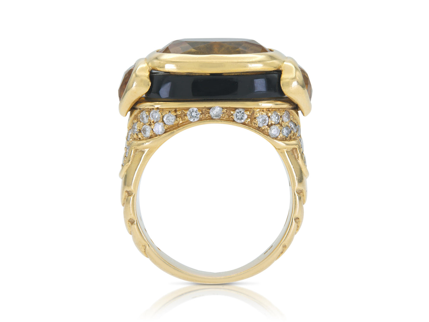 Marina B Citrine, Onyx & Diamond Ring