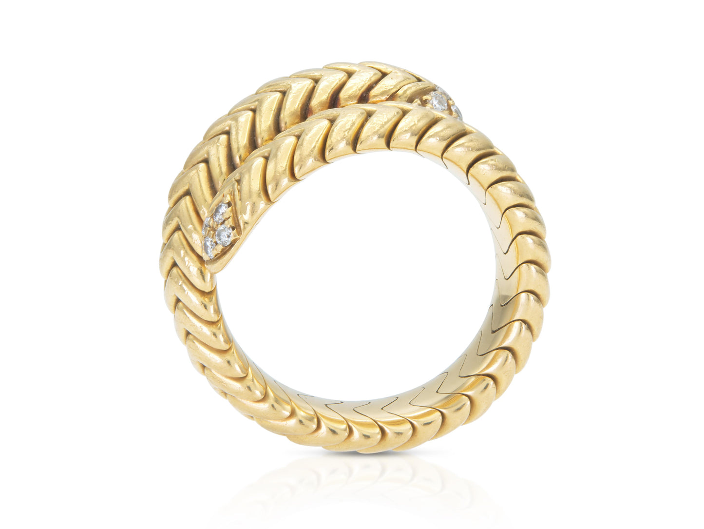Vintage Bvlgari Spiga Bypass Ring with Diamonds