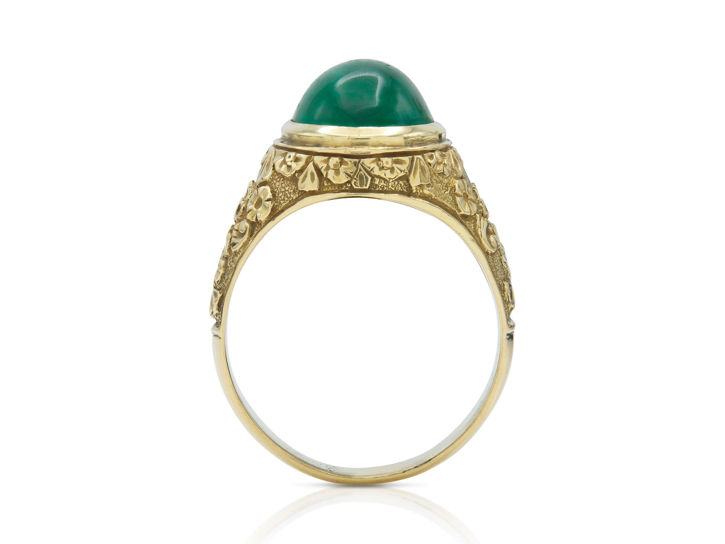 Vintage 1960s 6.00 Carat Cabochon Emerald Ring