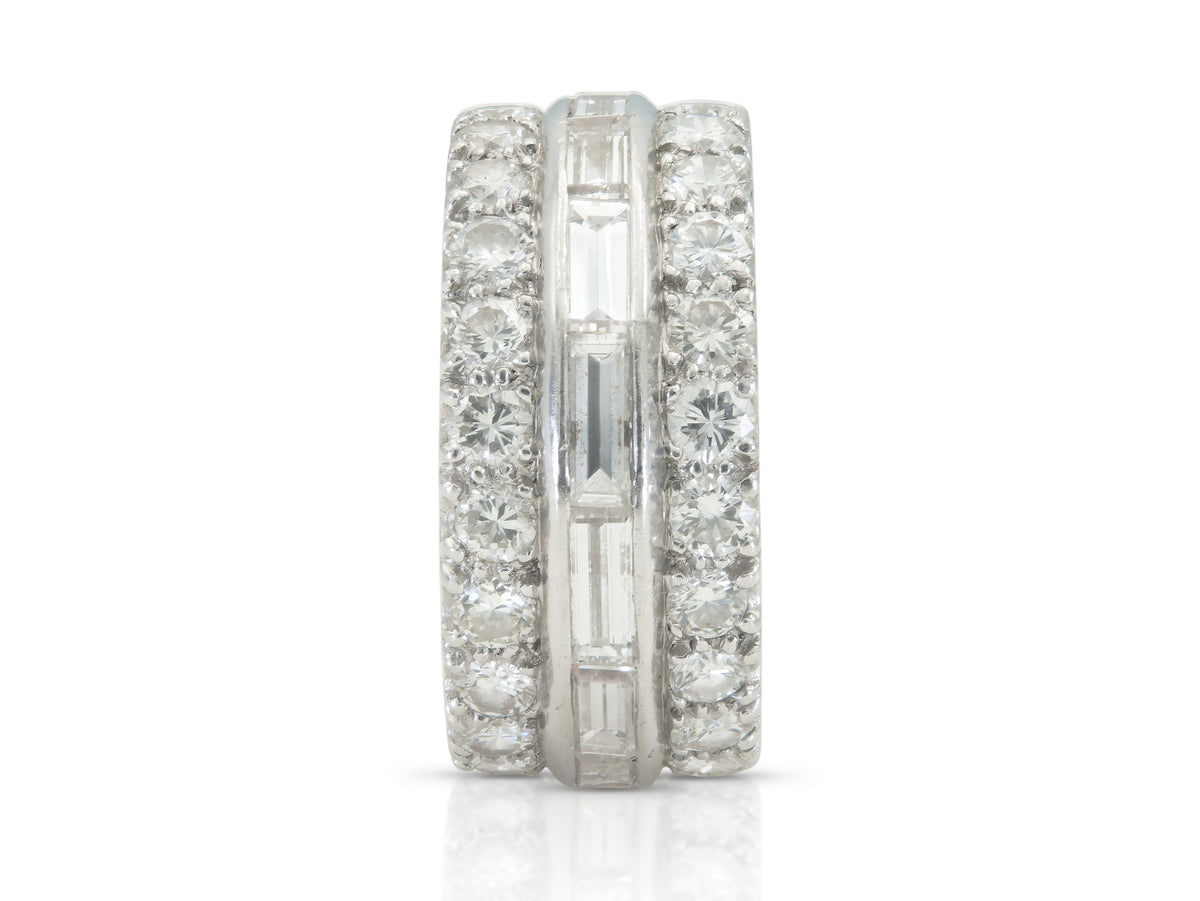 6.20 Carat Round and Baguette Cut Diamond Eternity Band Ring