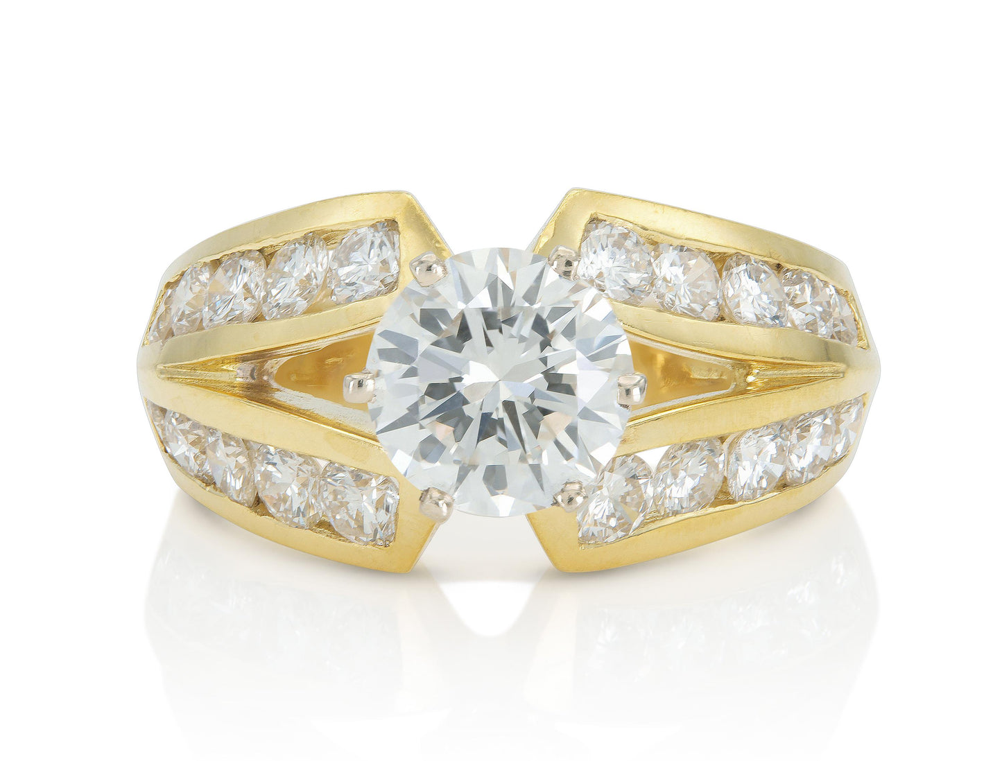Vintage 1980s 1.10 Carat Round Cut Diamond Engagement Ring