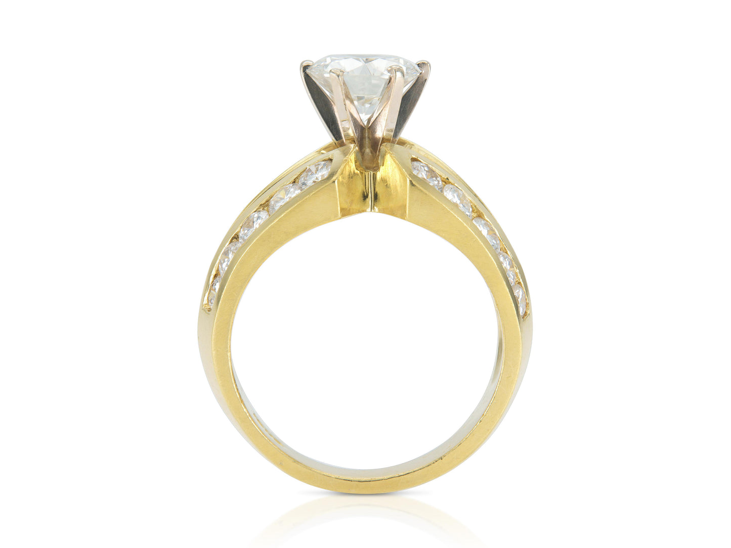 Vintage 1980s 1.10 Carat Round Cut Diamond Engagement Ring
