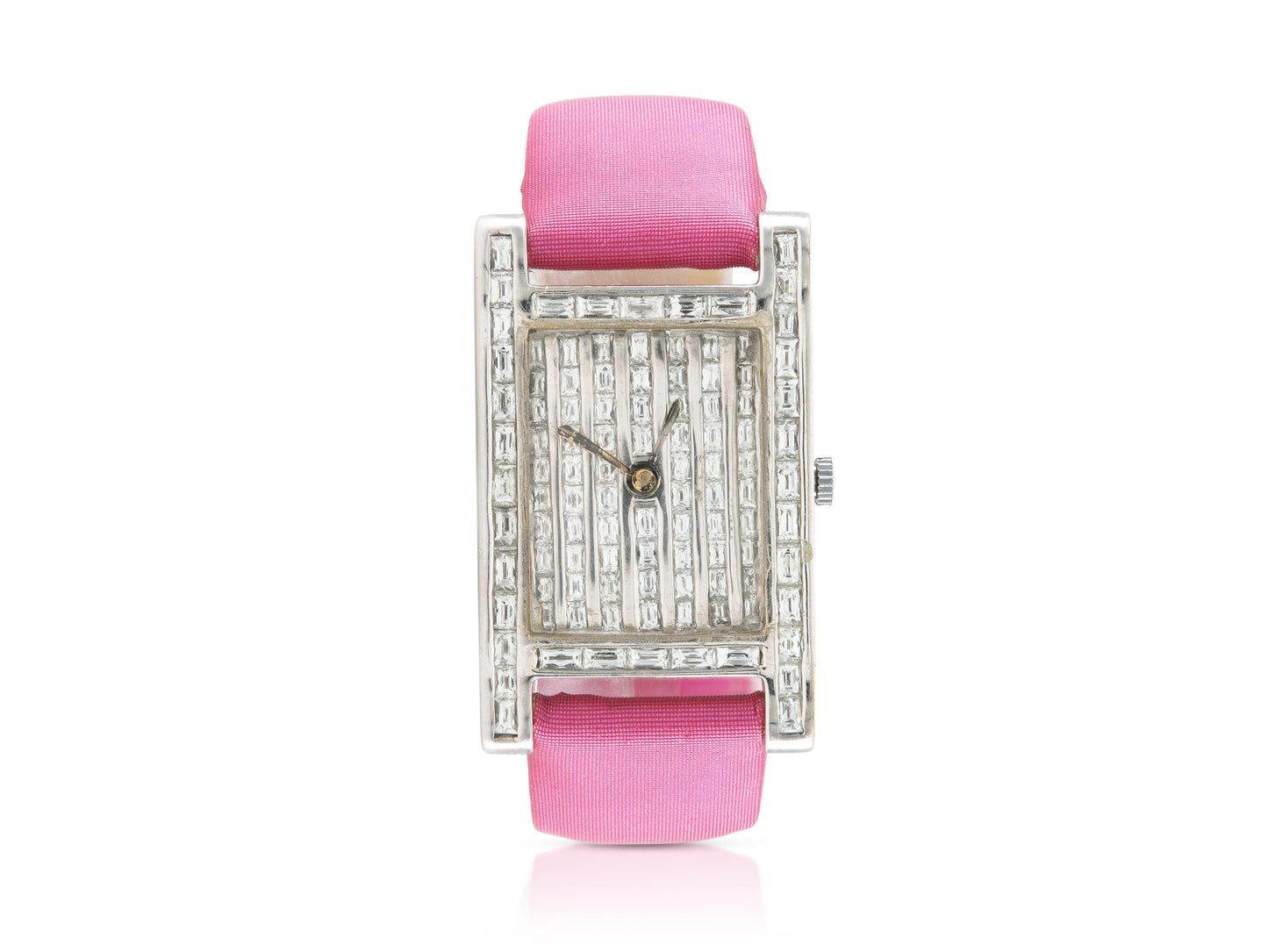 7.58 Carat Diamond Ladies Watch with Pink Satin Straps
