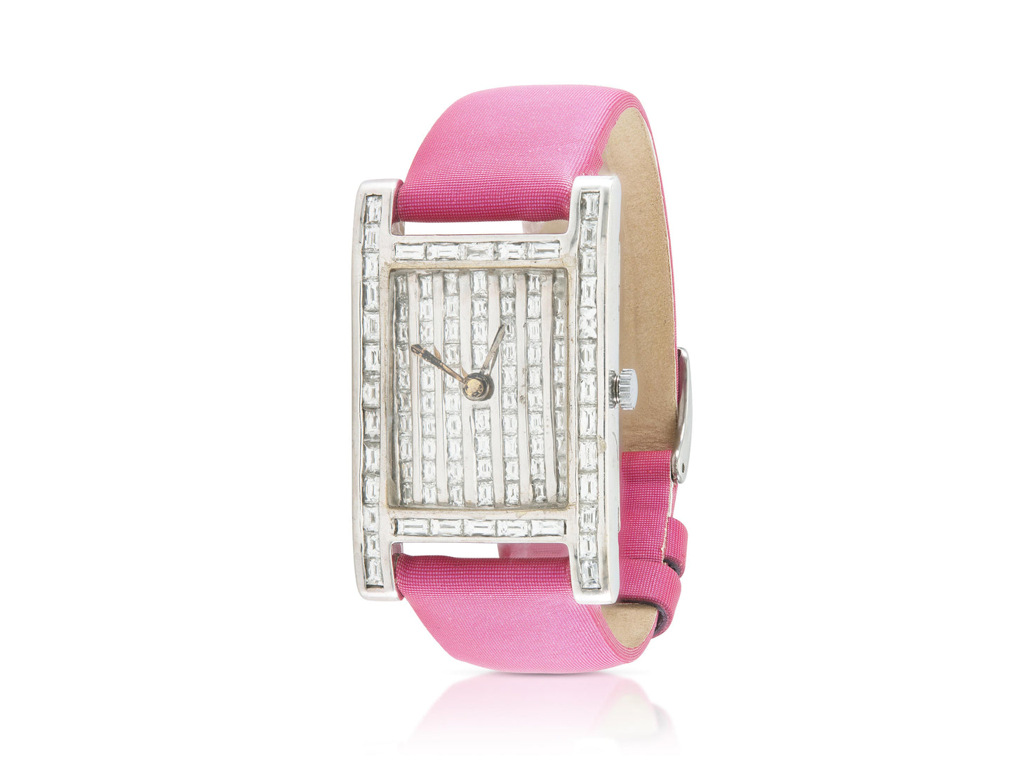 7.58 Carat Diamond Ladies Watch with Pink Satin Straps