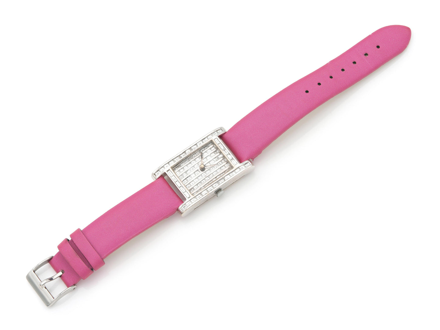 7.58 Carat Diamond Ladies Watch with Pink Satin Straps