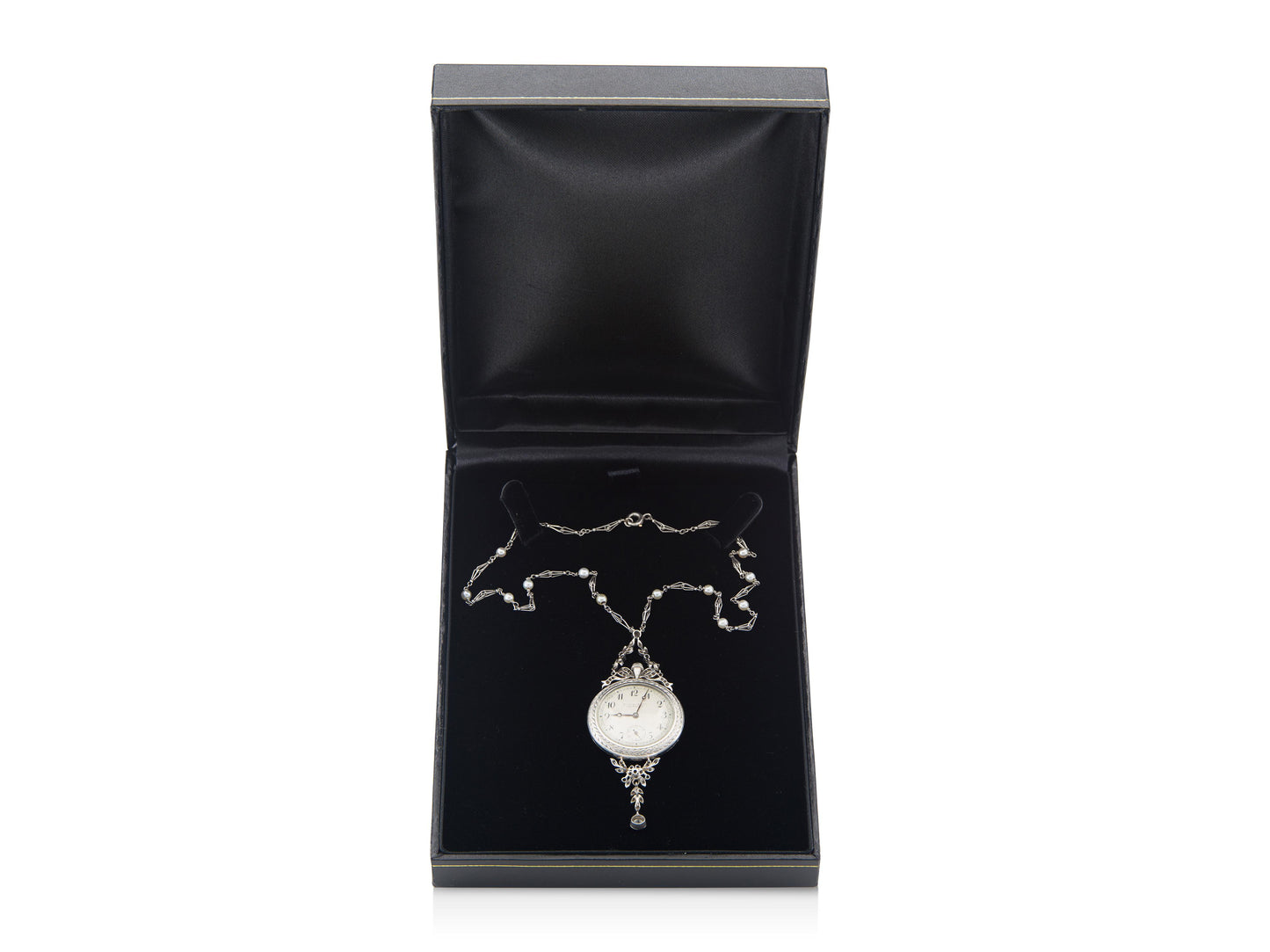 Antique Edwardian 1900s Touchon & Co. Diamond and Pearl Watch Pendant