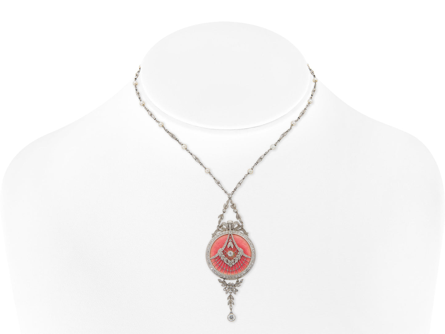 Antique Edwardian 1900s Touchon & Co. Diamond and Pearl Watch Pendant