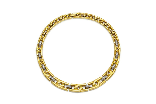 Vintage 1970s David Webb Gold Collar Necklace with Diamonds