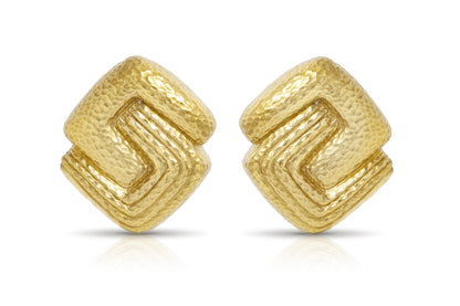 Vintage 1960s David Webb Hammered Gold Earrings