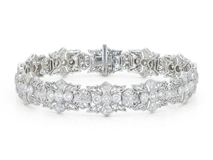 3.06 Carat Round Cut Diamonds Filigree Bracelet