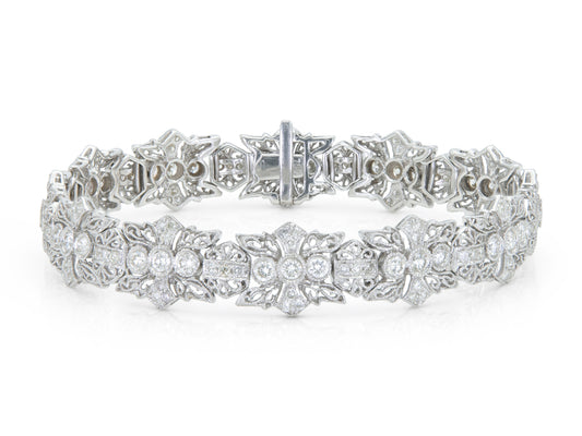 3.06 Carat Round Cut Diamonds Filigree Bracelet