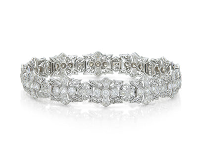 3.06 Carat Round Cut Diamonds Filigree Bracelet