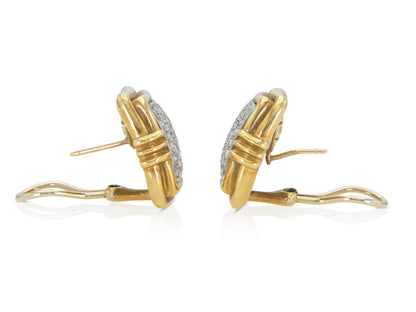 3.60 Carat Diamond and Gold Square Earrings side view