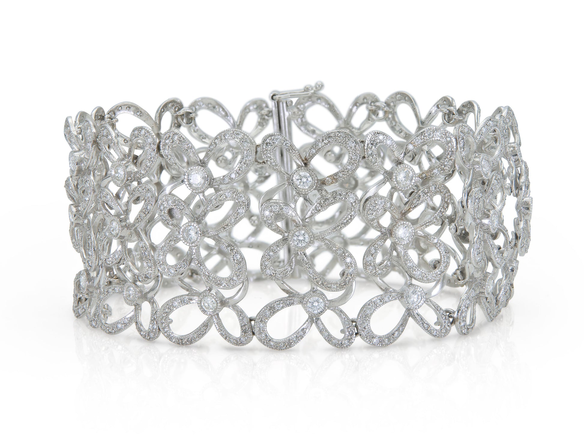 4.30 Carat Round Cut Diamonds Butterfly Links Bracelet