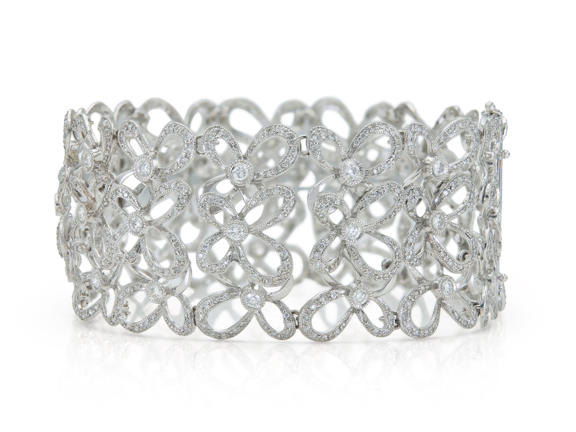 4.30 Carat Round Cut Diamonds Butterfly Links Bracelet