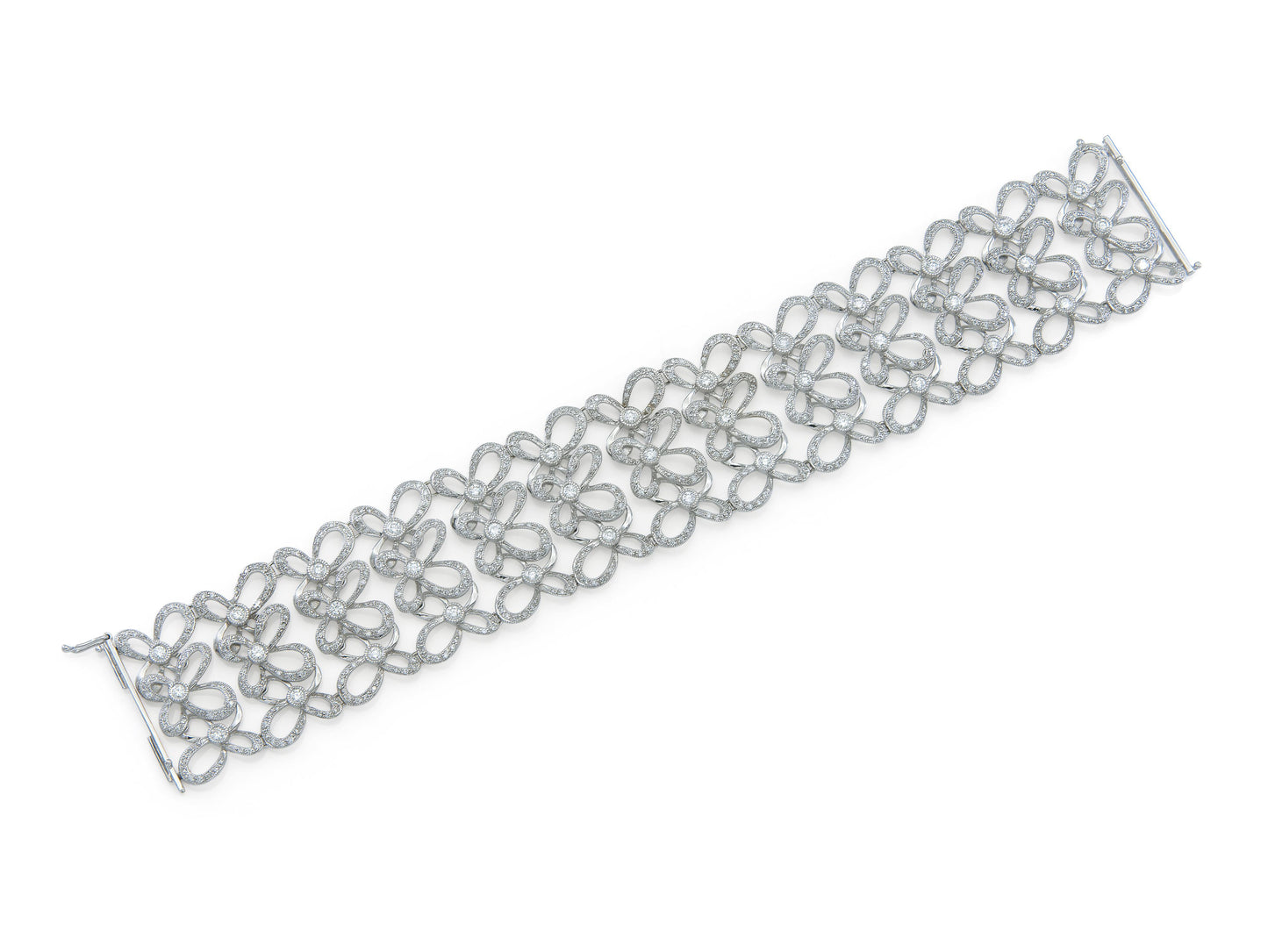 4.30 Carat Round Cut Diamonds Butterfly Links Bracelet