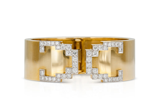 Vintage 1970s David Webb Gold and Diamond Cuff Bracelet