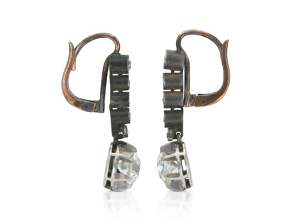 Antique Victorian 2.50 Carat Old Mine Cut Diamond Dangle Earrings