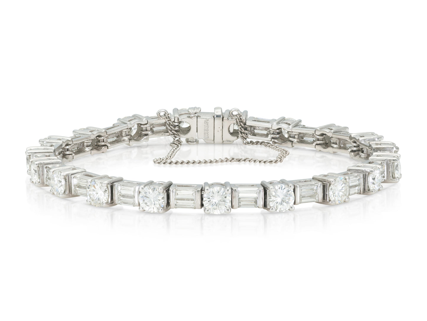 10.26 Carat Round and Baguette Cut Diamond Tennis Bracelet