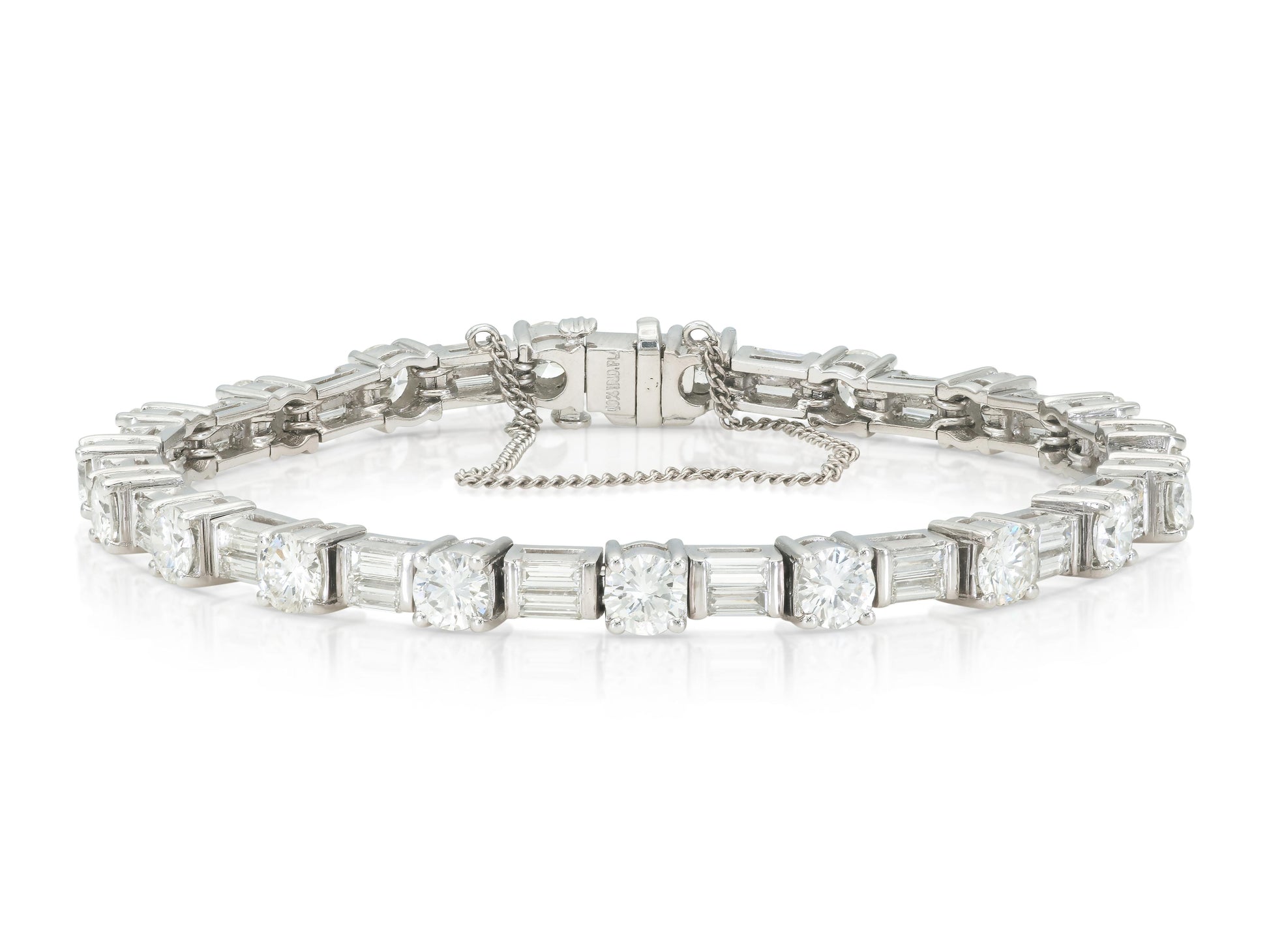 10.26 Carat Round and Baguette Cut Diamond Tennis Bracelet
