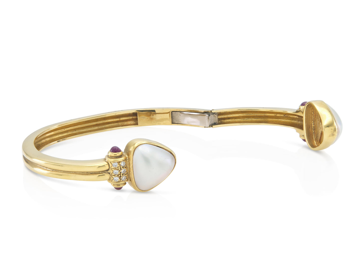 Vintage 1970s Gold and Pearl Cuff Bracelet