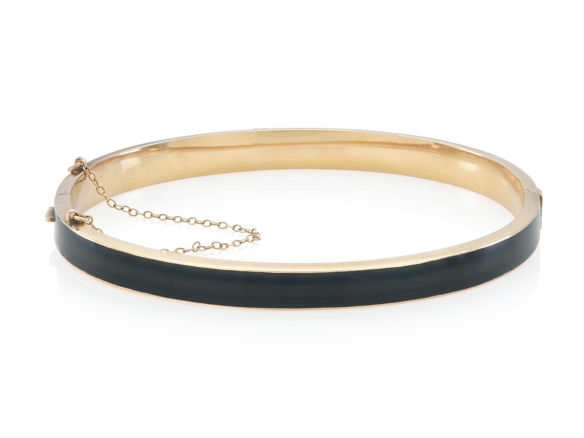 Antique Victorian Black Enamel Hinged Bangle