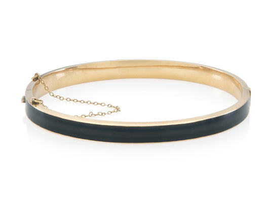 Antique Victorian Black Enamel Hinged Bangle