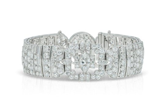 Antique Art Deco 1920s 22.30 Carat Diamond Bracelet