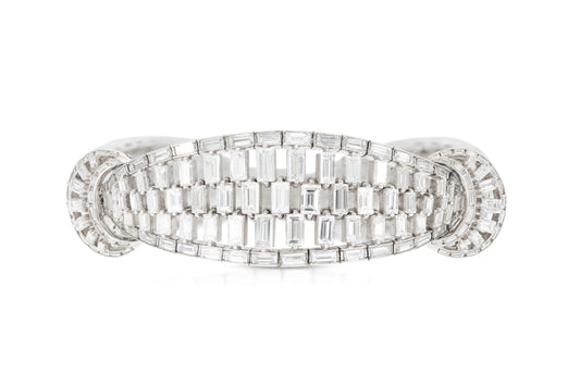 Vintage 1950s 38.00 Carat Baguette Cut Diamond Bracelet