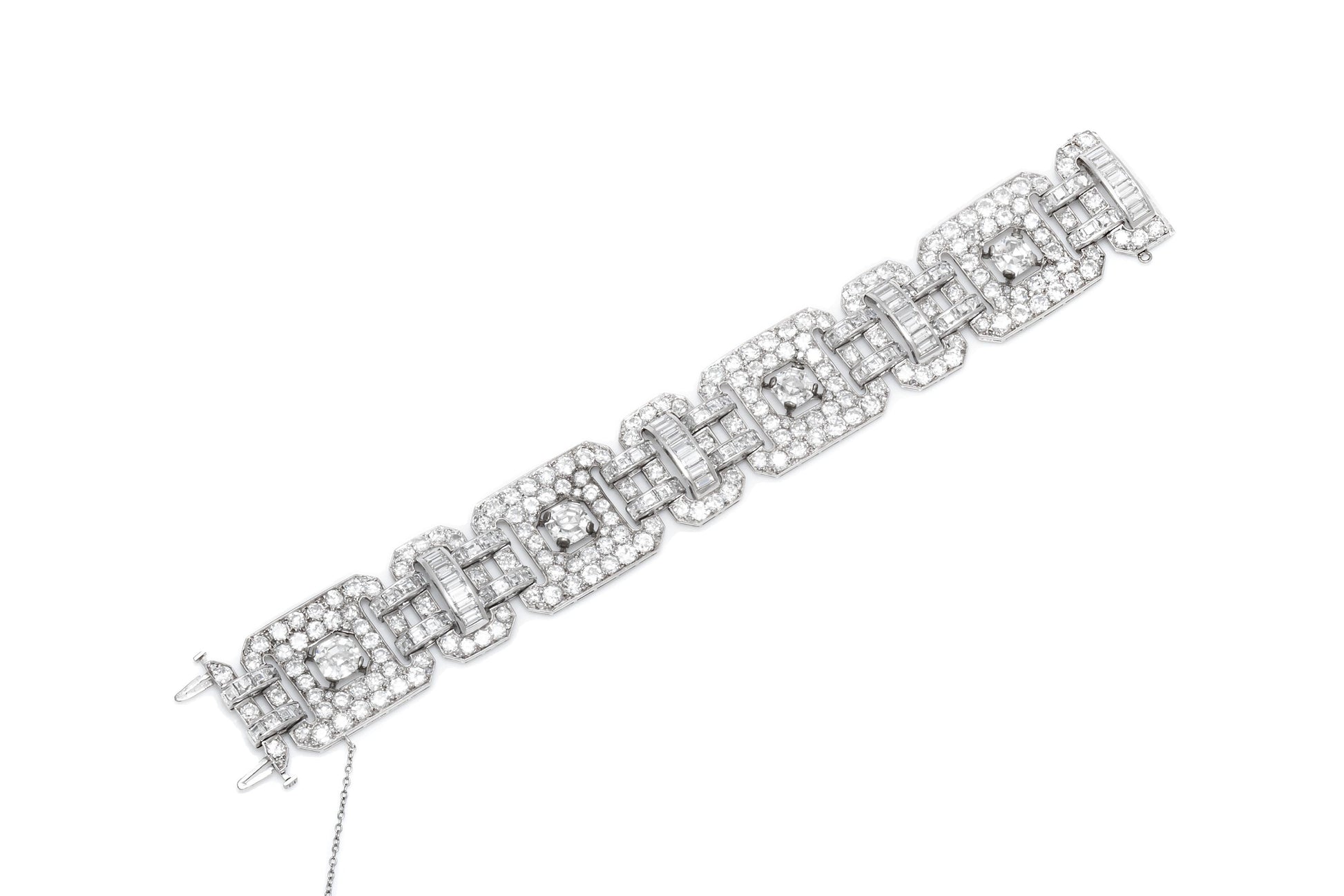 Antique Art Deco 1930s 41.65 Carat Diamond Bracelet