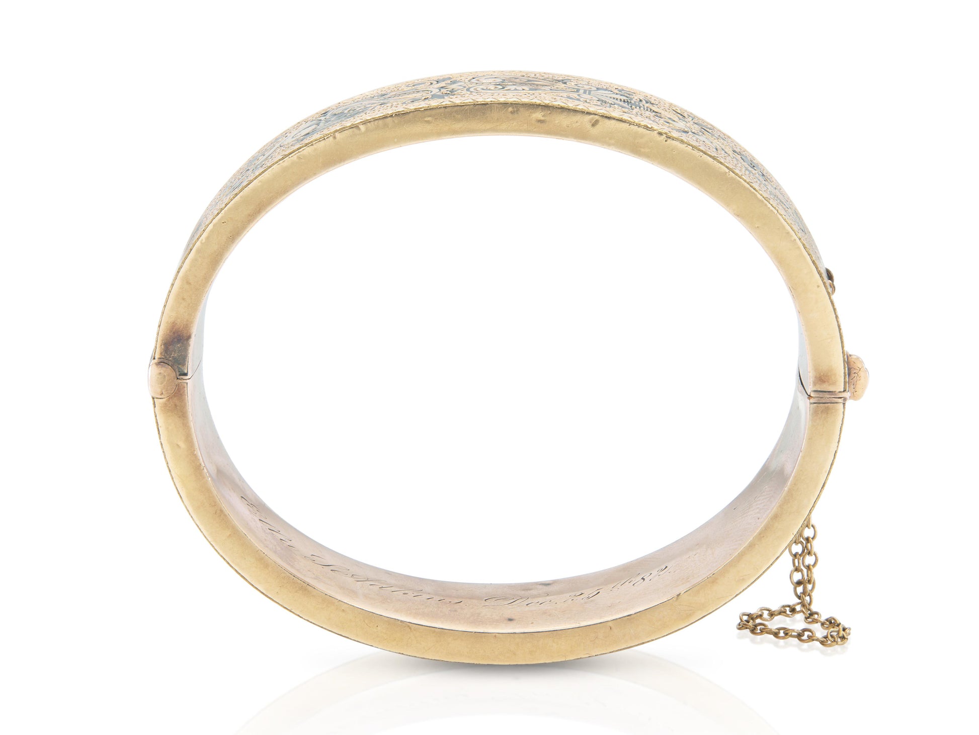 Antique Victorian Gold and Enamel Hinged Bangle Bracelet