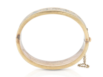 Antique Victorian Gold and Enamel Hinged Bangle Bracelet