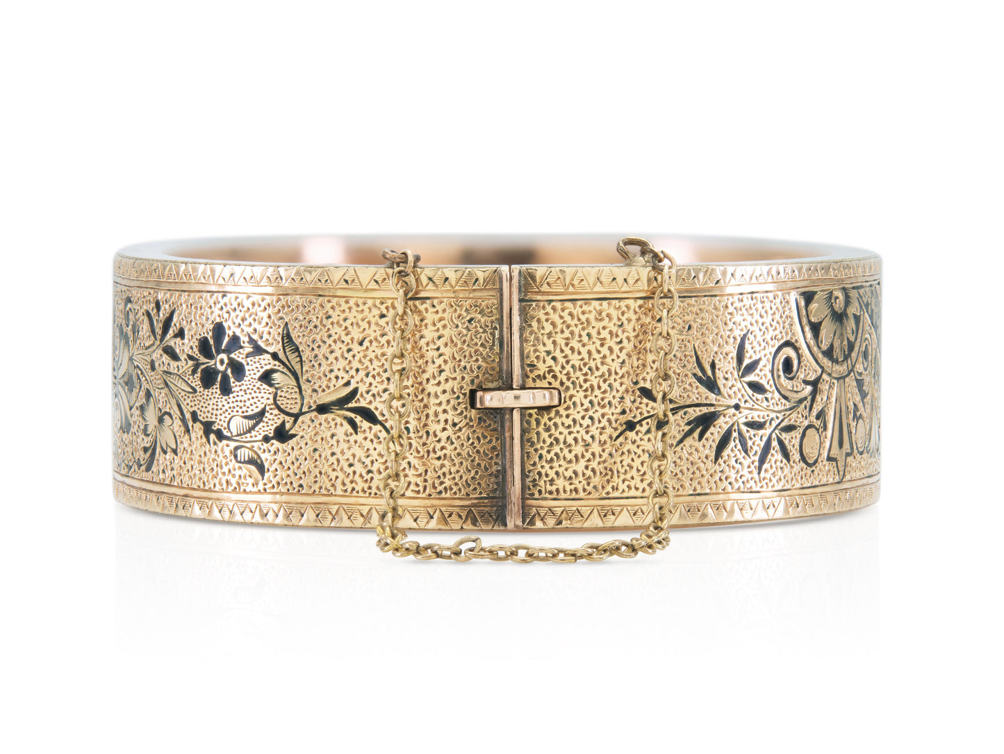 Antique Victorian Gold and Enamel Hinged Bangle Bracelet