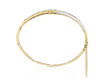 Vintage 1940s Retro Sapphire and Diamond Hinged Bangle Bracelet