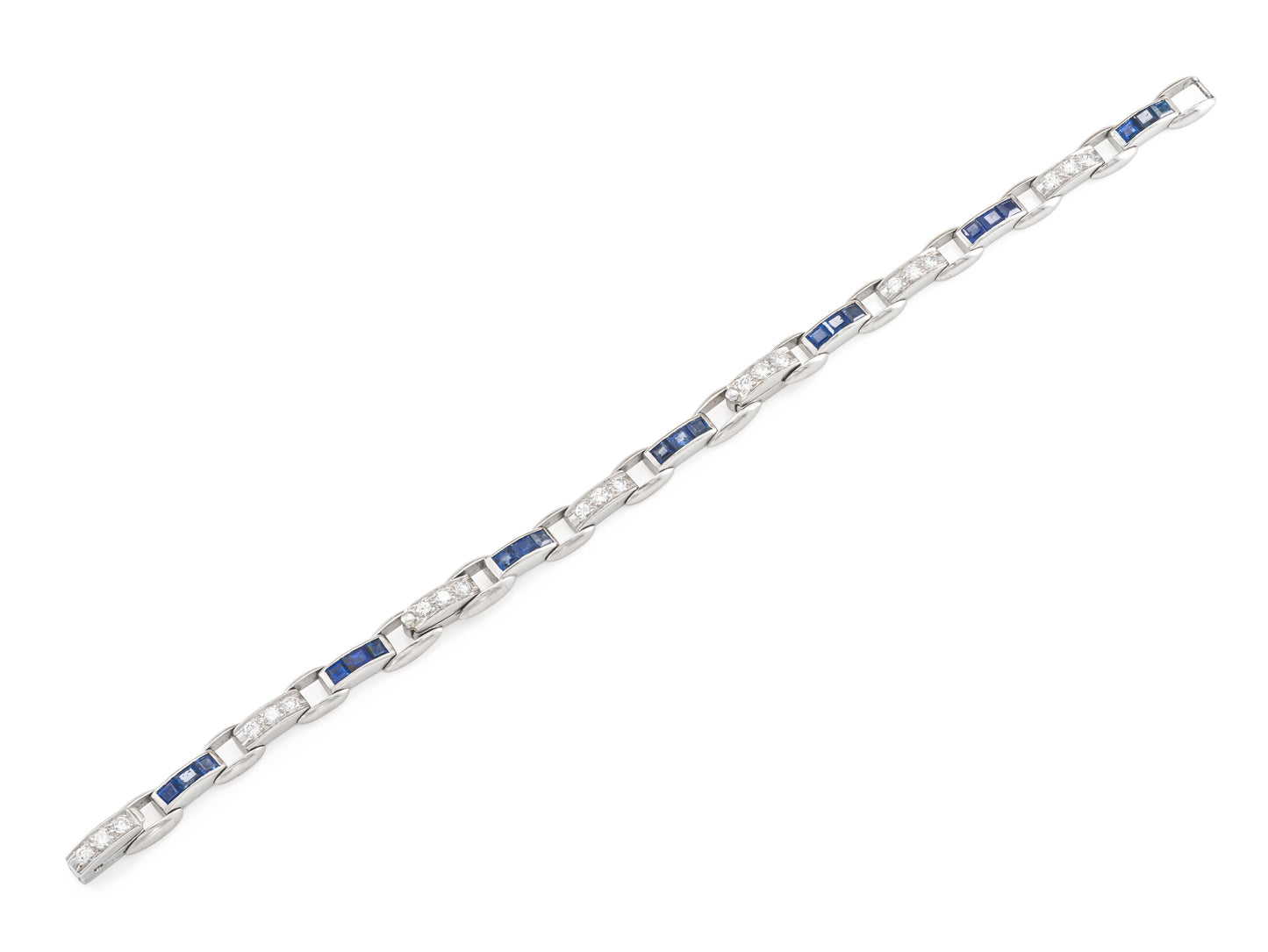 Vintage 1950s Sapphire and Diamond Link Bracelet