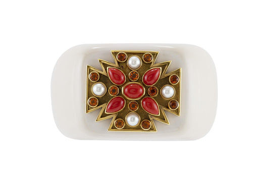 Verdura Cacholong Maltese Cross Cuff Bracelet