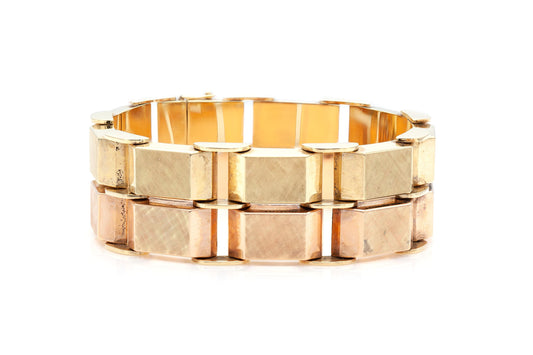 Vintage 1940s Retro Two-Toned Square Link Bracelet