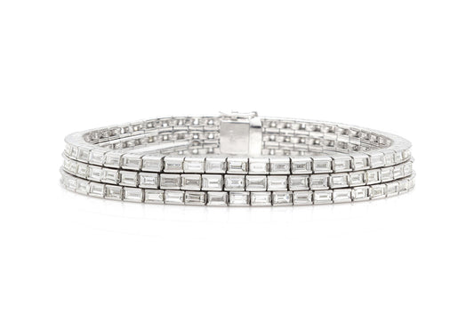 20.00 Carat Three-Strand Baguette Cut Diamond Bracelet