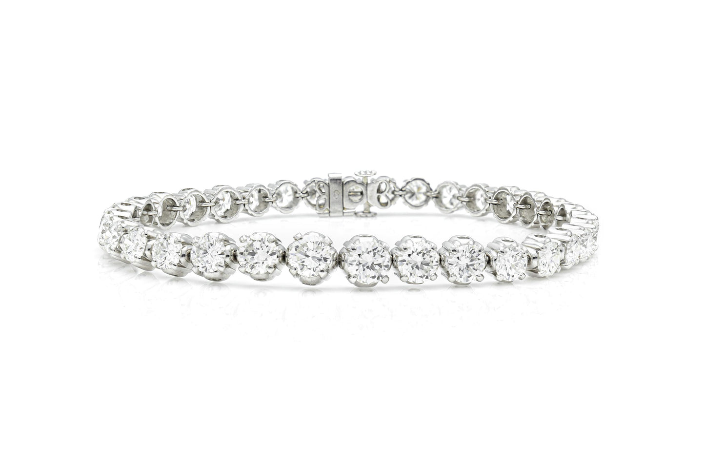 Vintage 1950s 12.00 Carat Graduating Old European Cut Diamond Tennis Bracelet