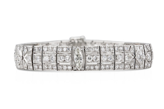 Antique Art Deco 1930s 12.00 Carat Diamond Bracelet