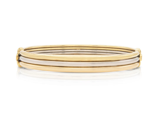 Vintage 1980s Cartier Tri-Tone Gold Bangle Bracelet