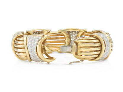 Vintage 1960s 12.00 Carat Diamond Gold Bracelet
