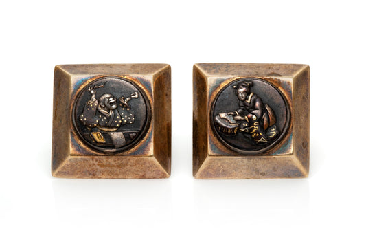 Antique 1900s Japanese Shakudo Cufflinks