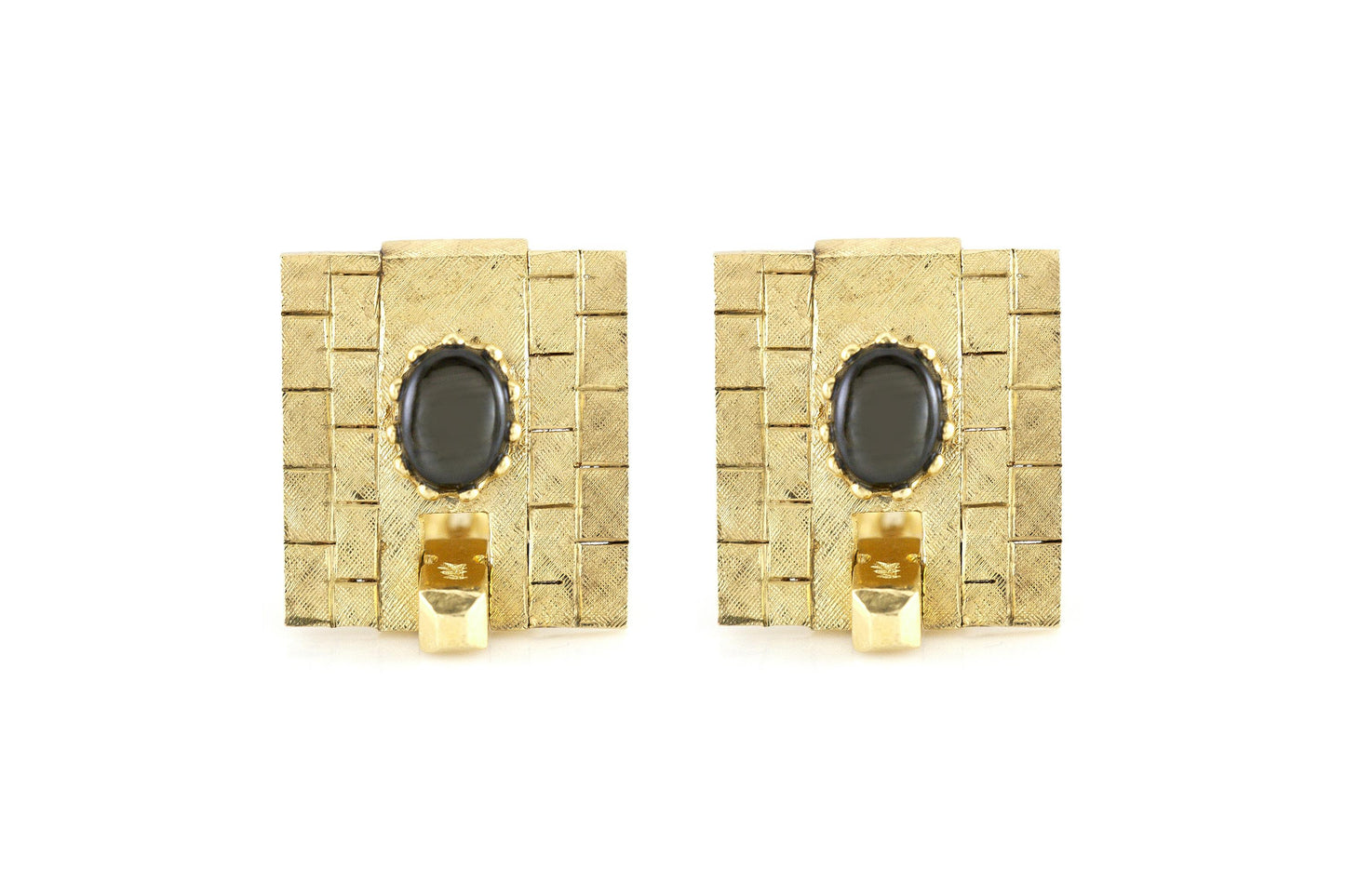 Vintage 1960s Gold Cufflinks with Black Star Sapphires