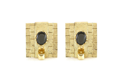 Vintage 1960s Gold Cufflinks with Black Star Sapphires
