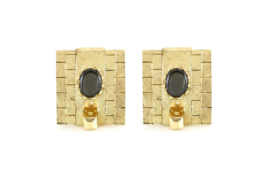 Vintage 1960s Gold Cufflinks with Black Star Sapphires
