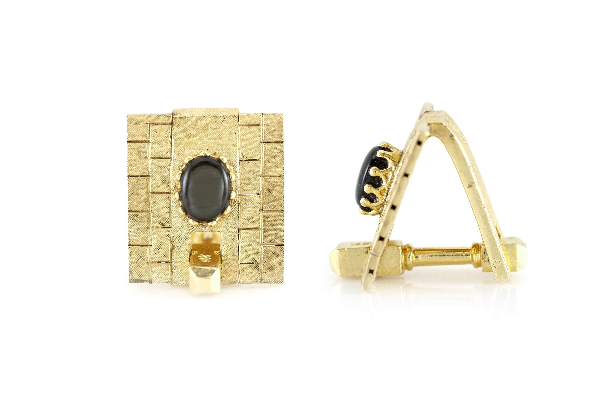 Vintage 1960s Gold Cufflinks with Black Star Sapphires
