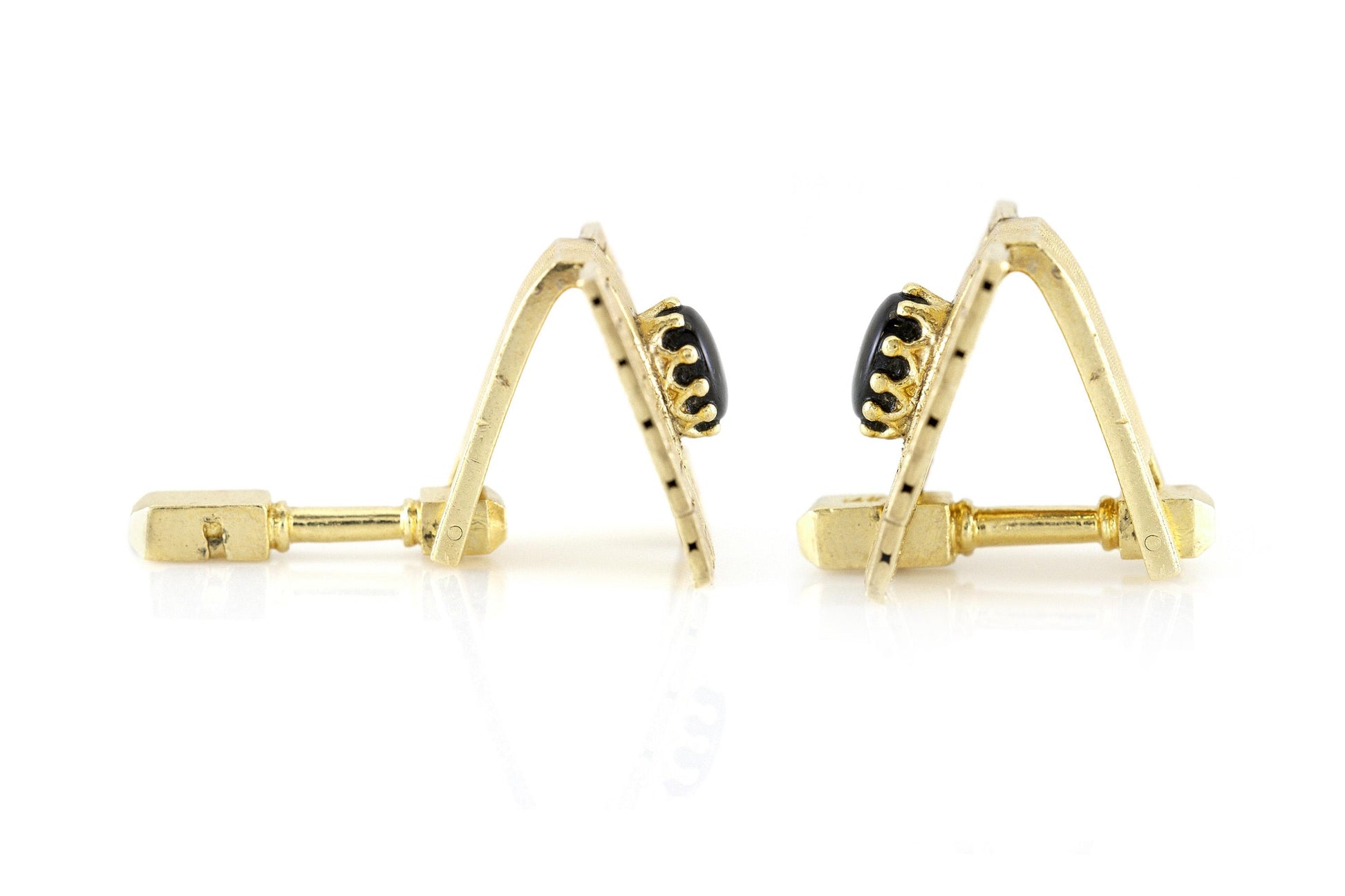 Vintage 1960s Gold Cufflinks with Black Star Sapphires