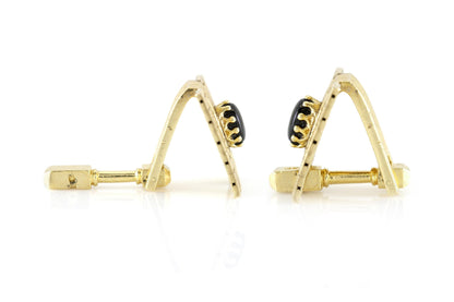 Vintage 1960s Gold Cufflinks with Black Star Sapphires